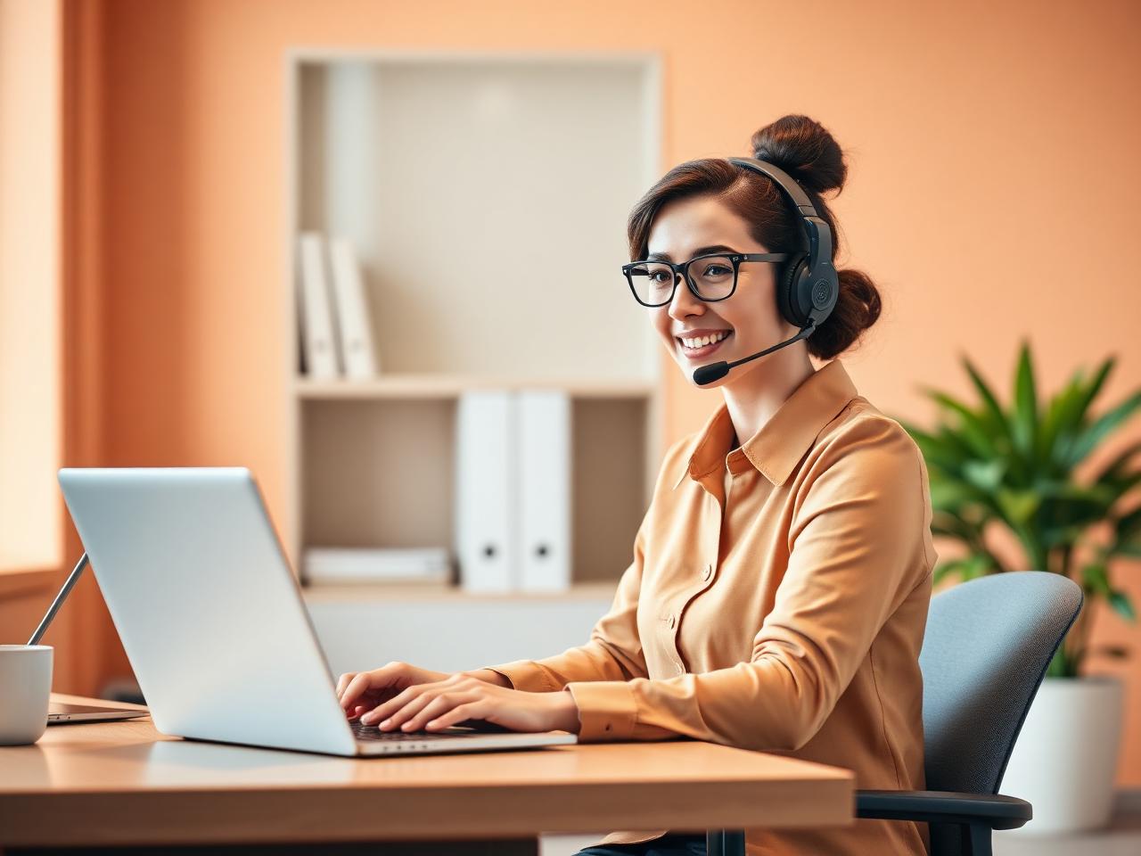 Agente de servicio al cliente atendiendo consultas de compras en línea